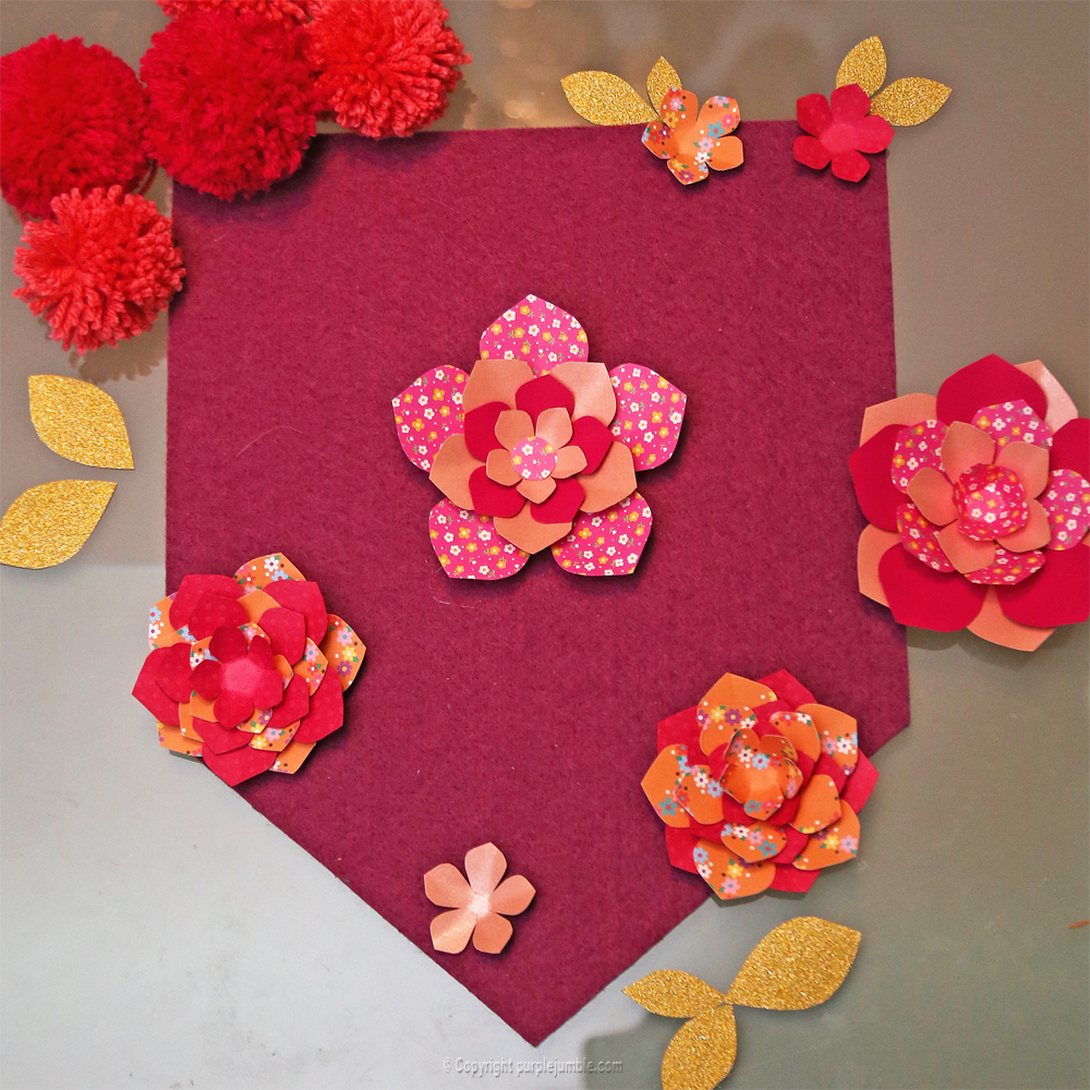 bannière feutrine fleurs papier pompons