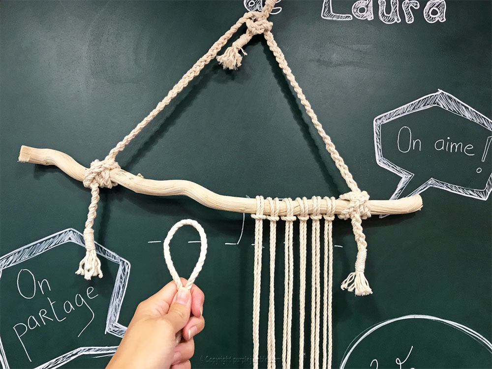 DIY suspension macramé atelier zodio nœud cravate